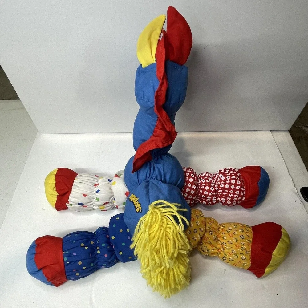 Vtg  FLOPPALOTS HORSE Patchwork Yarn Quilted 1980s Plush 16